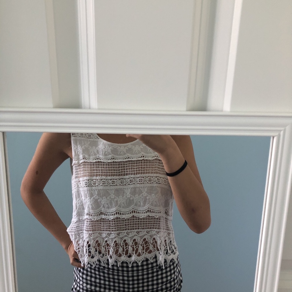 forever 21 white crochet crop top